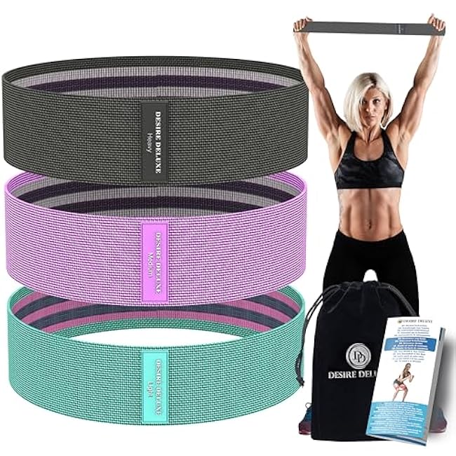 Desire Deluxe Resistance Band Exercise Workout Equipment Bands Set for Working Out Physical Therapy - Men & Women Elastic Stretch Booty Gym Equipment Accessories - Home, Fitness, Pilates, Yoga Pack 3