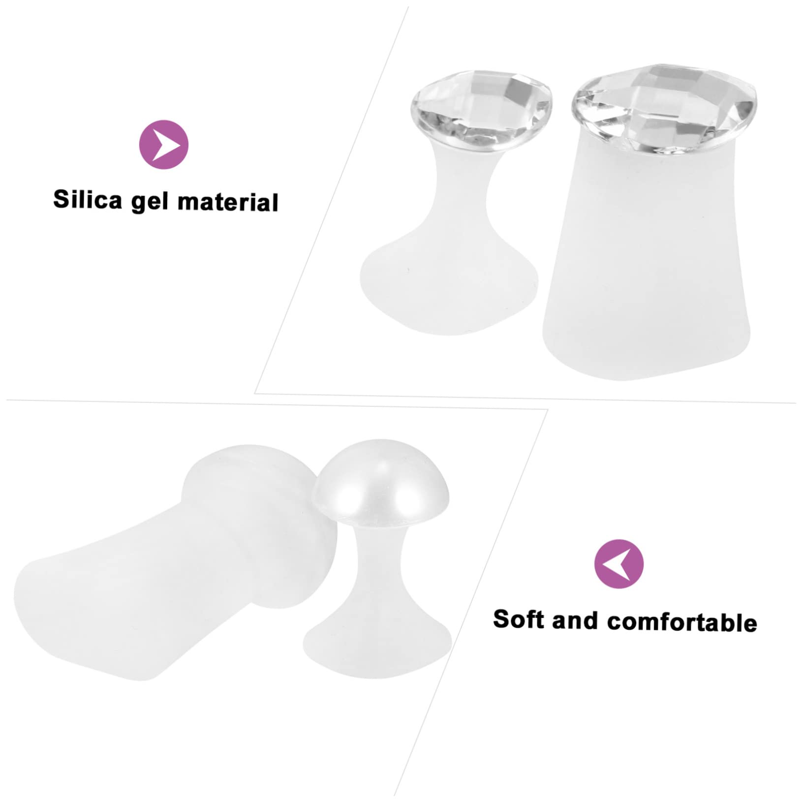 SHERCHPRY 2Set Toe Separators for Nail Art of Comfortable Silicone Spacers for Adults for Pedicure Manicure Bunion Relief Easy to Carry
