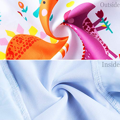 Raisevern Baby Girls Swimsuit Ruffles Dinosaur Bathing Suits Cute Cartoon Colorful Flowers Print Beach Sport White Summer One Piece Swimwear Backless Quick-Dry Swimming Bodysuit For 4T 5T Little Girl #TOP5
