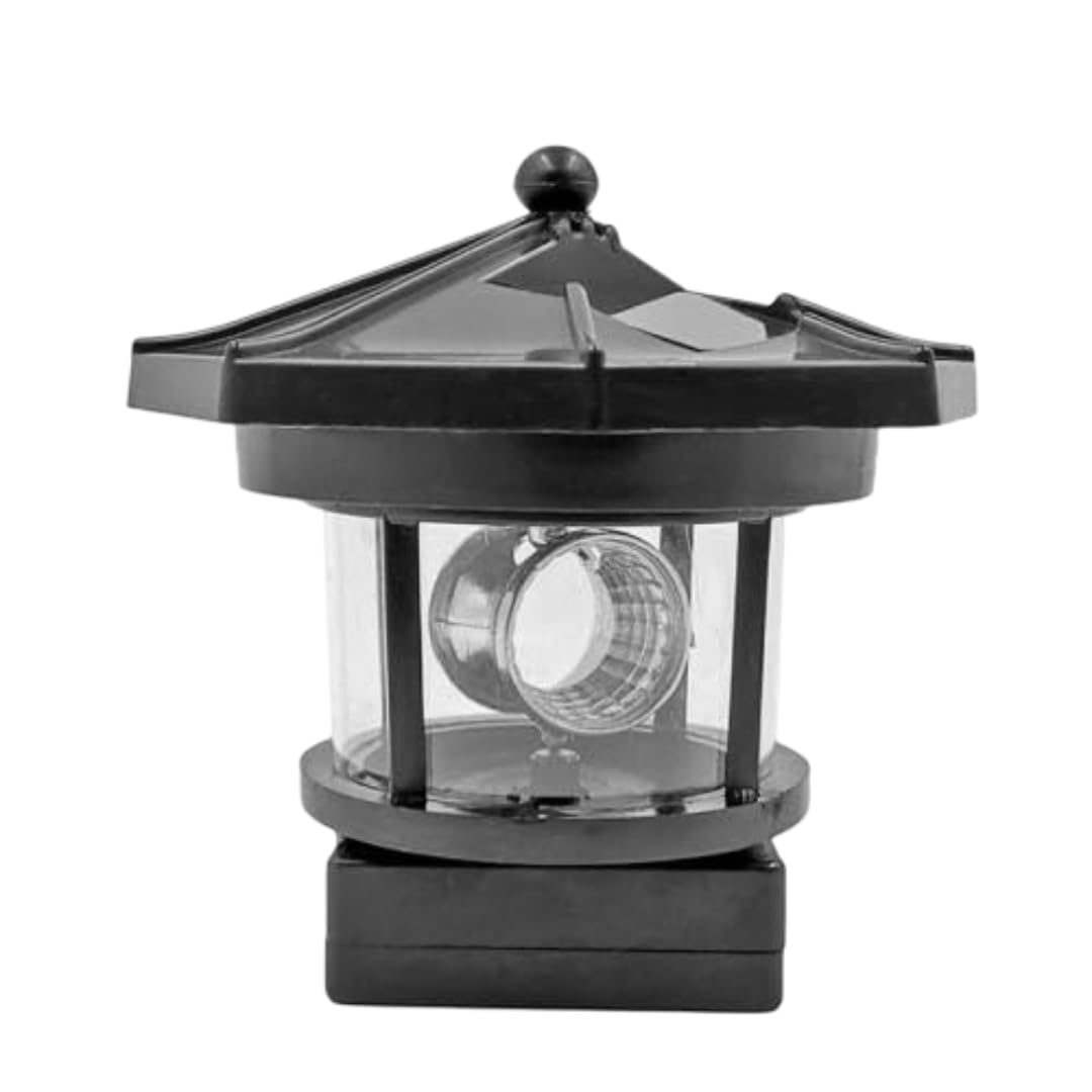 Fiasco Outdoor Waterproof LED Solar Rotating Lighthouse Garden Decoration Induction Landscape Light(Black)-image-9