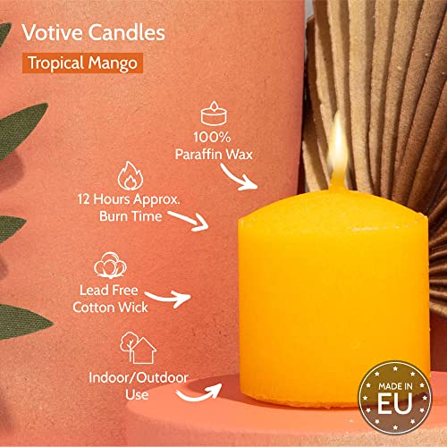 Image of HYOOLA Scented Votive Candles - Tropical Mango Votive Candles -12 Hour Burn Time - 9 Pack - European Made