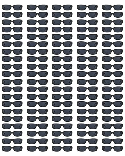 50/100 Pack Black White Rectangle Sunglasses Bulk for Adult Retro Cheap 90s Y2K Small Party Glasses