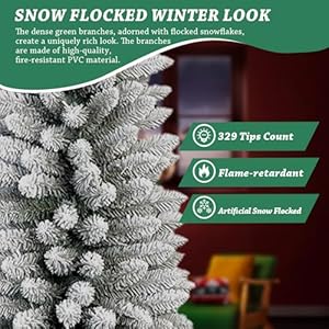 6ftsnowflockedpencilchristmastreeslimartificialholidaydecorationwithmetalstandrealisticsnowyxmastreewith329tipsbranchesforindoorandoutdoorusegreenwhite Urban Country Home Decor 6ft snow flocked pencil christmas tree slim artificial holiday decoration with metal stand realistic snowy xmas tree with 329 tips branches for indoor and outdoor use green white urban country home decor