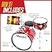 Mendini By Cecilio Drum Set, 3 Piece Junior Drum Set for Beginners with Bass Tom Snare Drum, 16 inch Drum Kit with Snare, Cymbal, Drumsticks, Adjustable Seat (Metallic Red)