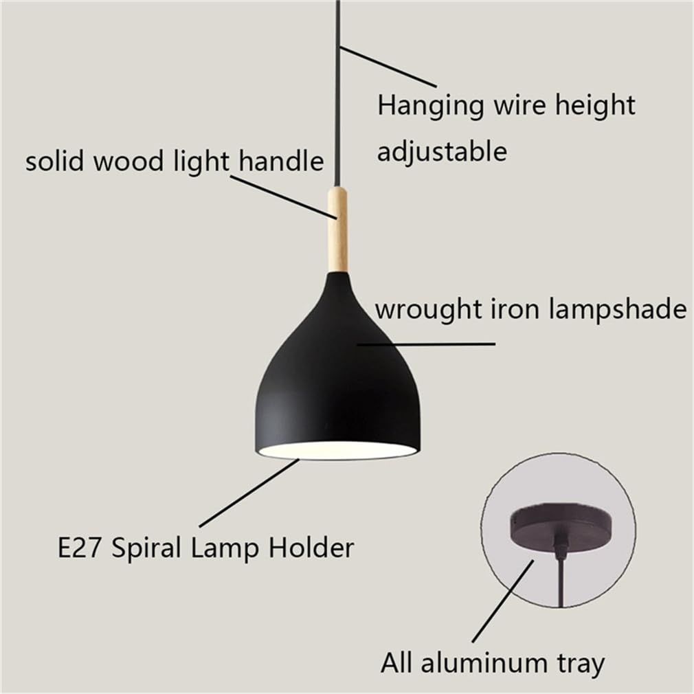 Nowoczesne lampy wiszące do restauracji Aluminiowe i metalowe wiszące oprawy oświetleniowe do barów Lampa sufitowa z drewna makaronik na wyspę kuchenną, jadalnię, strych, bar (zielony)