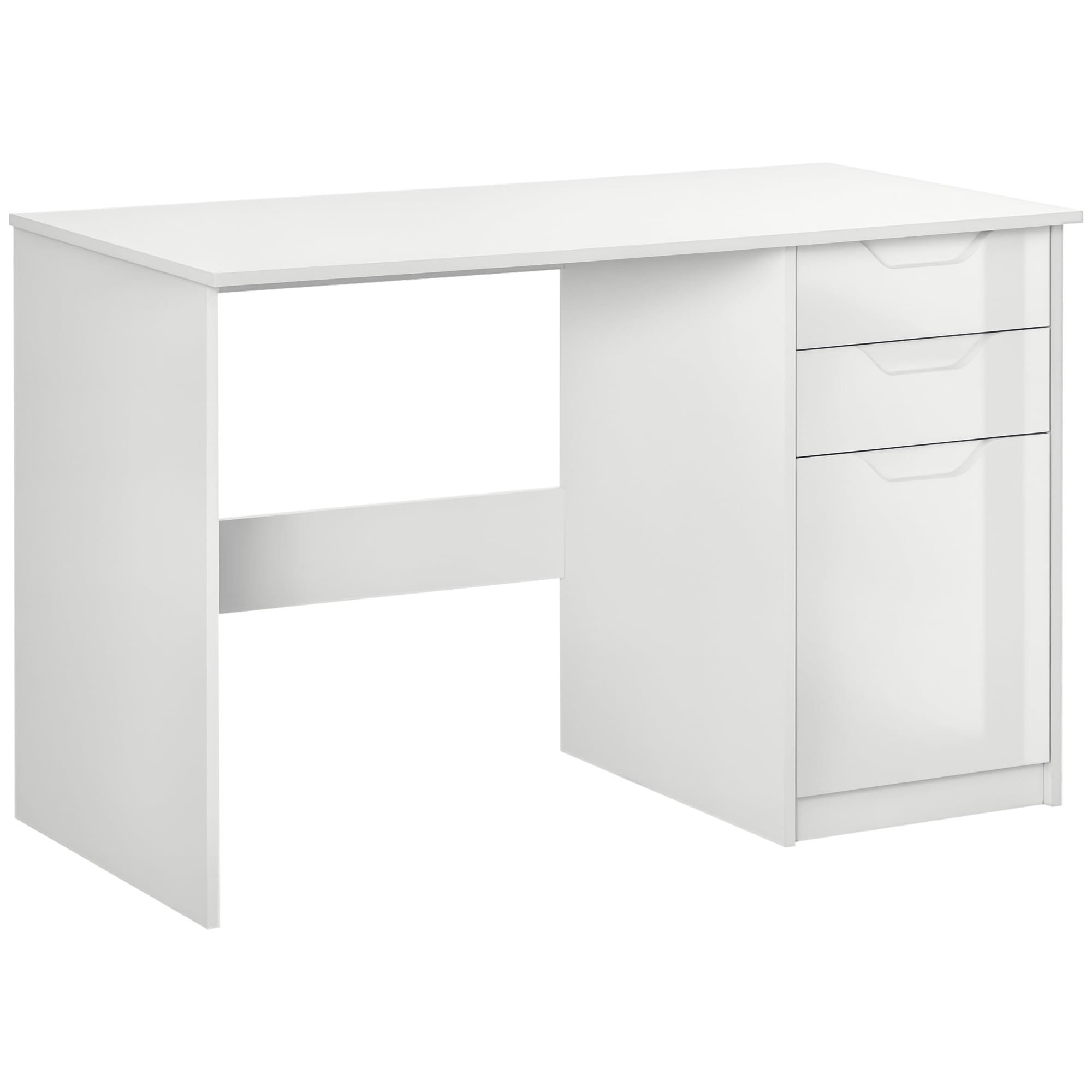 HOMCOM Computer Desk with Drawers High Gloss Workstation 120 x 60cm White
