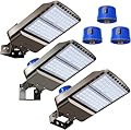 LEDMO LED Parking Lot Lights 200W LED Flood Lights Outdoor 28000LM 5000K Adjustable Trunnion Mount Dusk to Dawn Area Lighting Commercial Wall Mount Led Shoebox Lighting IP65 3 Pack