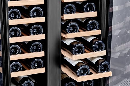 Honeywell 36 Bottle Dual Zone Compressor Wine Cooler Refrigerator, Large Freestanding Wine Cellar For Red, White, Champagne or Sparkling Wine, Digital Temperature Control, Stainless Steel on Fridge.com