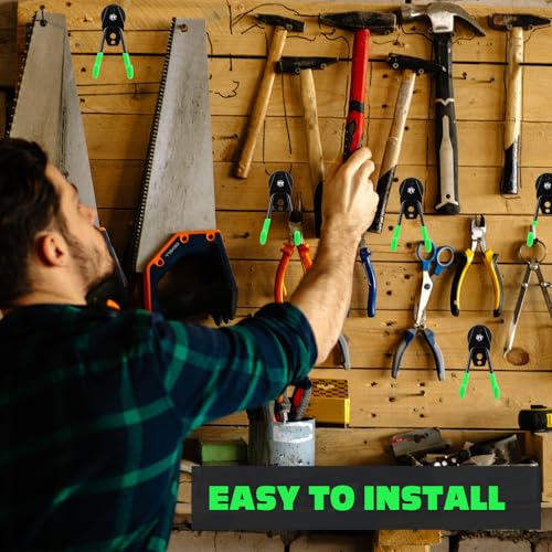 Image of Landhoow 14 Pcs Large Magnetic Hooks Heavy Duty Garage Magnet Hooks Strong Storage Utility Magnetic Hangers with Anti Slip Rubber Coating for Indoor and Outdoor Hanging (Green)