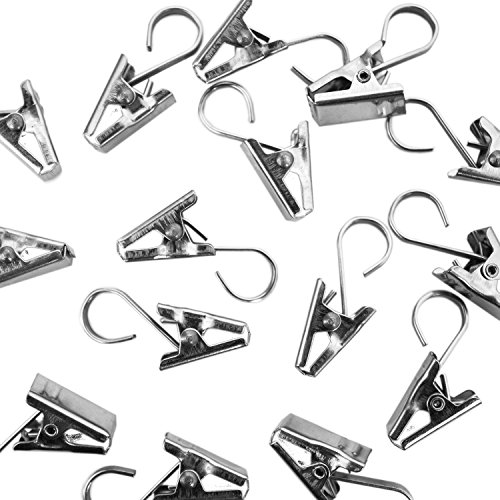 Super Z Outlet Heavy Duty Satin Nickel Curtain Clips w/Hook for Photos, Showers