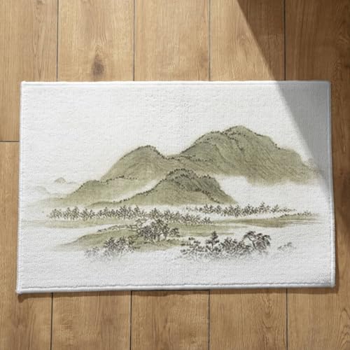 CEVAN Zerbino Stretto sotto Tappeto Antiscivolo Pittura di Paesaggio A Inchiostro in Stile Cinese Zerbino Ingresso Interno Quadrato Tappeto Corridoio Lungo 40x60cm