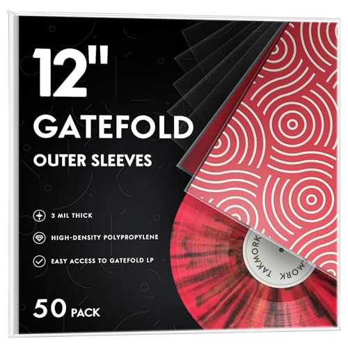 TAKMORK Gatefold Record Albums Outer Sleeves: Plastic Record Sleeves for 12-inch Vinyl Storage 3 Mil...
