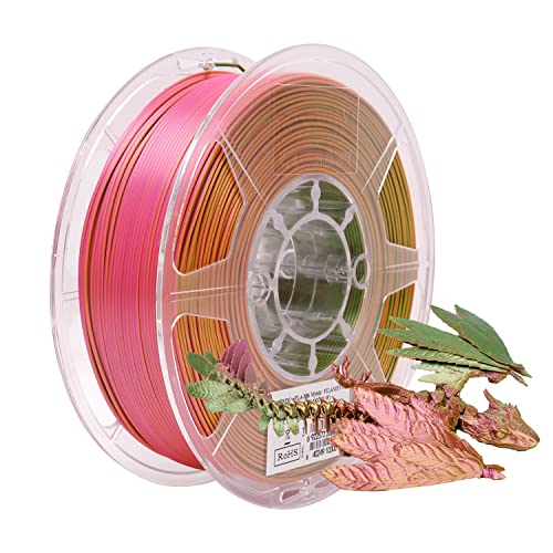 Image of eSUN Silk Mystic PLA Filament 1.75mm, Shiny Silk Three Color Co Extrusion 3D Printer Filament, 1KG (2.2 LBS) Spool 3D Printing Color Change Filament for 3D Printers,Gold Red Green