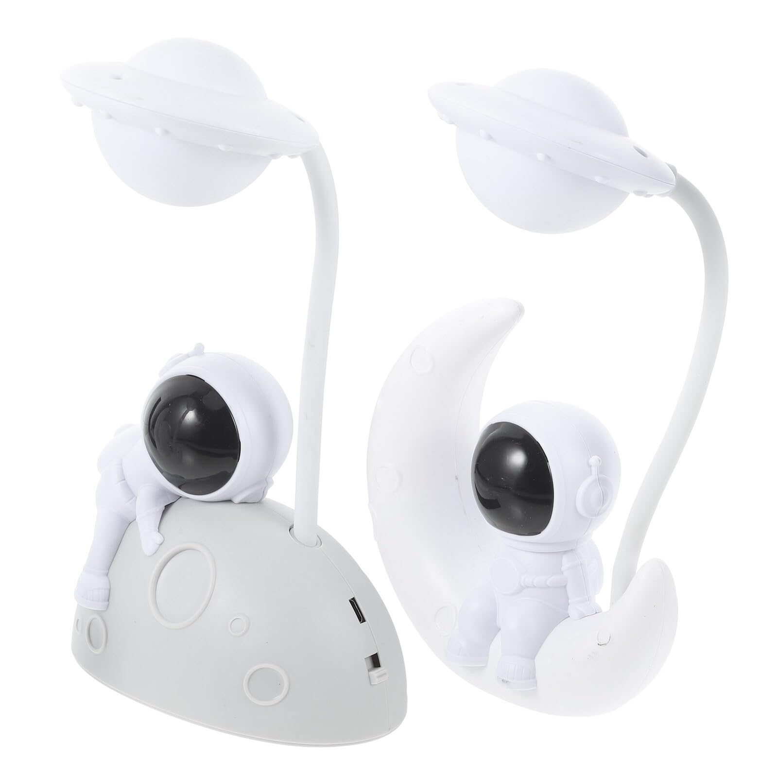 Lámpara de Noche USB Luz LED Juego de 2 Piezas Diseño de Astronauta y Luna Luz de Lectura Azul y Plateada para Hogar y Dormitorio Infantil