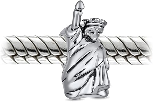 Miniatura 2 de Abalorio rojo con dije de estatua de la libertad de Nueva York para mujer, esmalte de plata de ley 925 de plata de ley 925 para pulsera europea