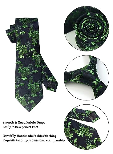 Image of Paisley Floral Mens Tie Formal Necktie Pocket Squares Ties Clips Cufflinks Classic for Men Set