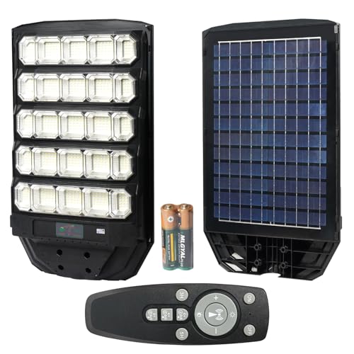 Image of Gigawatts 610 LED 300W Solar Street Light with Remote Control High Power 25Ah Battery Inbuilt 25W Solar Panel IP65 Water Resistant Outdoor Lamp for Wall Pathway Garden and Patio (1Pc, Cool White)