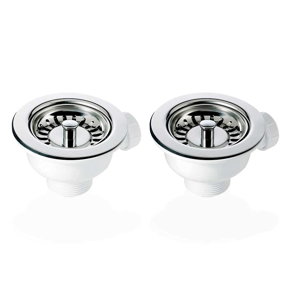 2X 90mm Chrome Basket Strainer Waste for Astini, RAK, Rangemaster Ceramic Sink