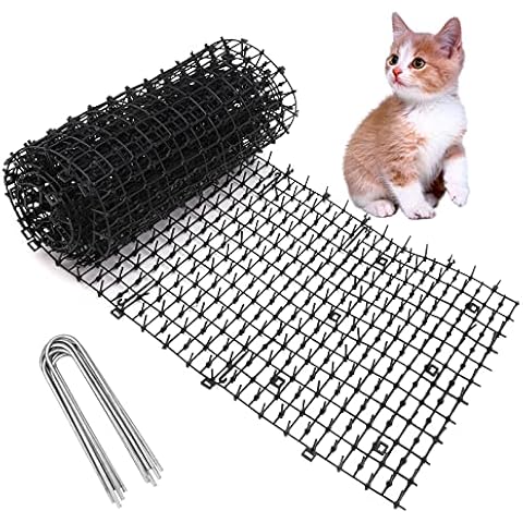 200 * 28cm Katzen-Matte mit Spikes Katzenabwehr-Matte Stacheln Gartenarbeit Kunststoff Katzenmatte 8 Heringe Haustierabschreckungsmatte Cover