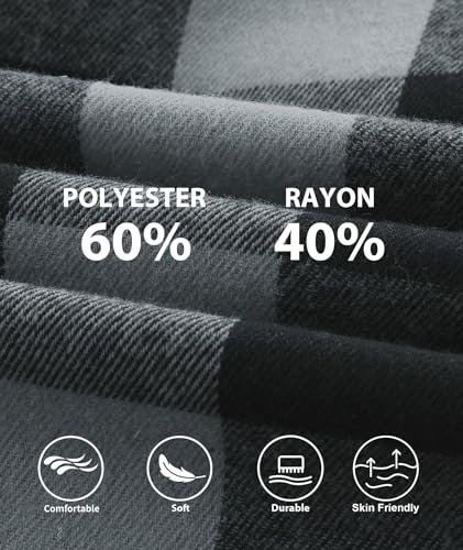 ZITY 3 Pack Men's Flannel Hoodie Shirts Long Sleeve Casual Vintage Button Down Plaid Shirt Jacket with Pocket4