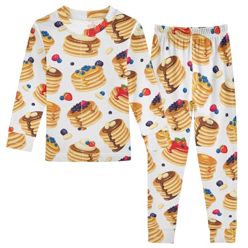 Pajamas Set Top and Pants Long Sleeve Lounge Set Traditional Pancake Pj Sets Sleepwear Clothes Long Sleeve Sets 6T Sweet Breakfast
