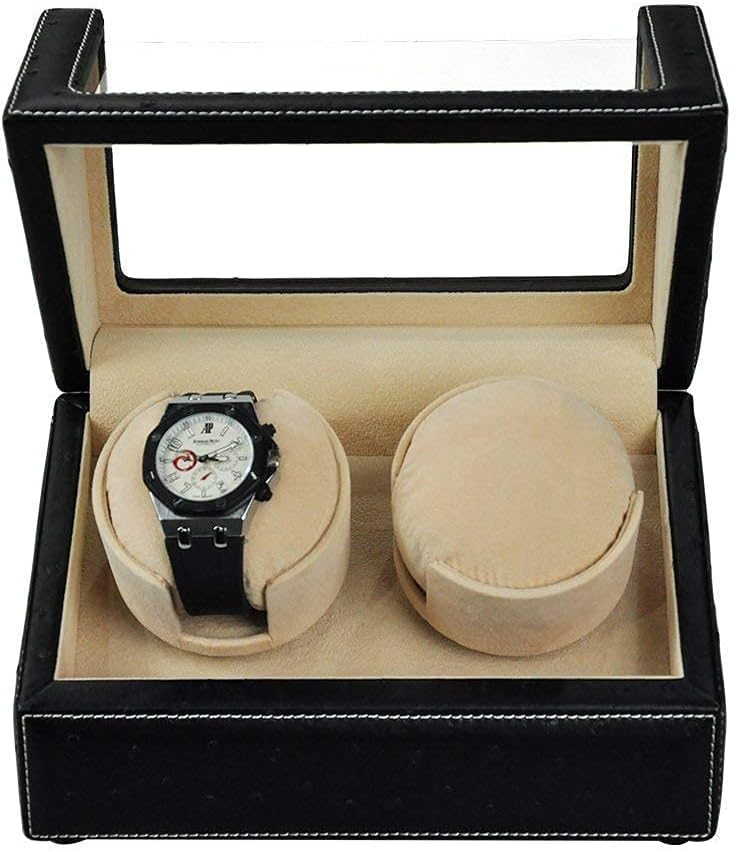 FENOKD Watch Winder Box Watch Winder Automatic 2 Watches Battery - Automatic Double Black Watch Winder