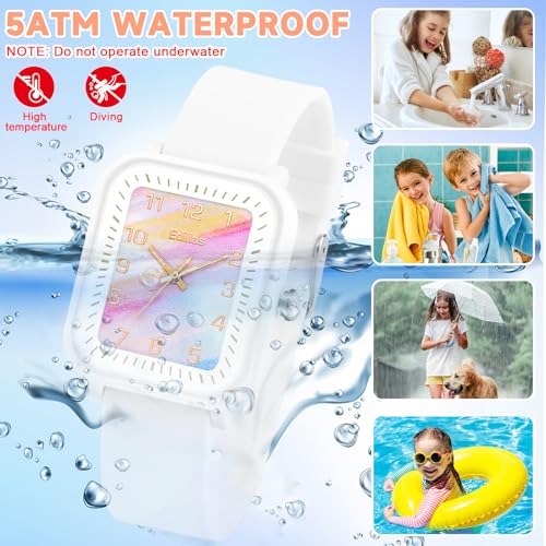 Image of Edillas Kids Teens Watch Analog Girls Boys, Waterproof Stylish Watch for Children,Students with Soft Silicone Strap for Kids Teens 4-16 Years Old
