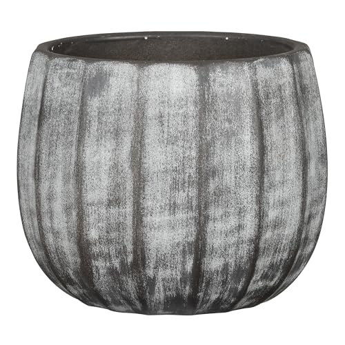 Scheurich Runa, Blumentopf aus Keramik, Farbe: Washed Grey, 22,57 cm Durchmesser, 19,5 cm hoch, 13 l Vol.