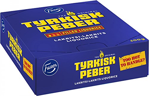 Fazer Tyrkisk Peber - Palo de relleno original de regaliz negro finlandés con sabor a pimienta, 20 g, paquete de 30