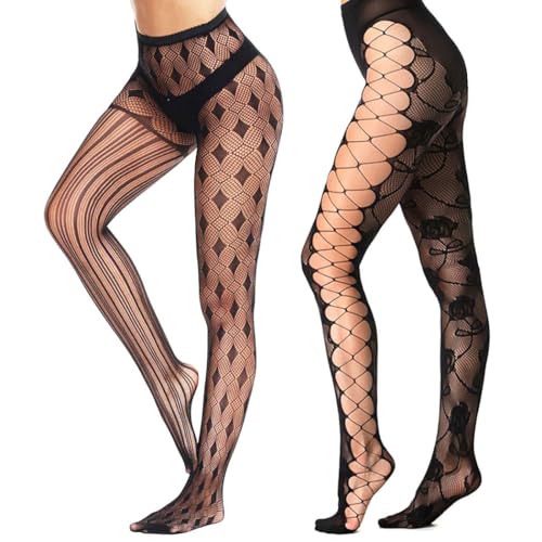 Image of Lace Patterned Fishnet Stockings Sexy Fishnet Pantyhose Party Lace Leggings for Women
