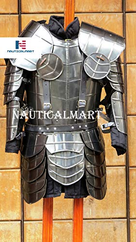 NauticalMart Knight's Dark Drake Armour Set Complete Costume with Underneath Gambeson Medieval Arm Armour breastplate -black