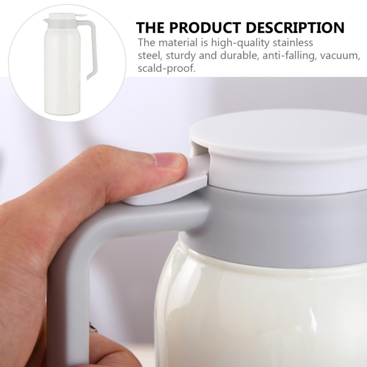 Bottiglia Termica 1500ml in Acciaio Inox Bianco a Vuoto | Capacità Grande, Struttura Doppia Parete, Stile Semplice e Pratico, Facile da Trasportare
