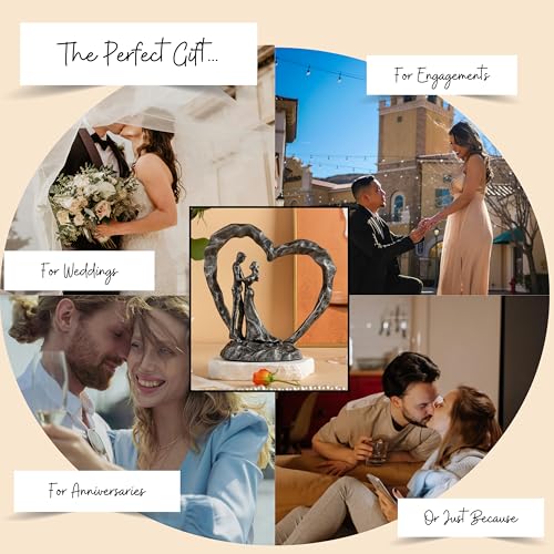 6th Anniversary Iron Sculpture Gift – Romantic Couple Statue for Her, Handcrafted Black Metal Decor – Wedding, Valentine’s, Birthday Keepsake - Image 3