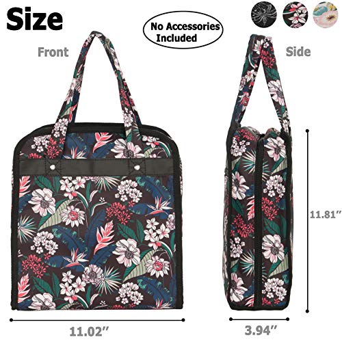 Image of PACMAXI Sewing Accessories Storage Bag, Knitting, Craft Tools | Roomy carry bag for sewing, knitting and craft tools. Multiple pockets. Tools not included.(Flower with Black Background)