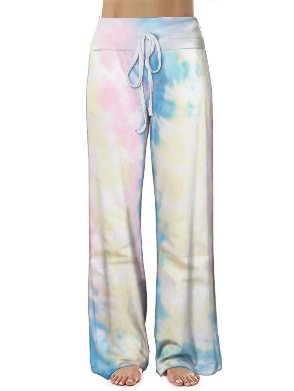 Wide Leg Lounge Pants for Women Loose Fit Casual Tie-dye Pajamas Pant with Drawstring