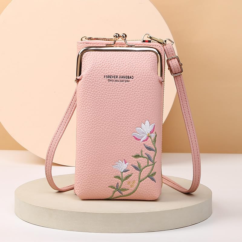 Embroidery Crossbody Phone Bag with Detachable Adjustable Strap Women Purse Shoulder Bag