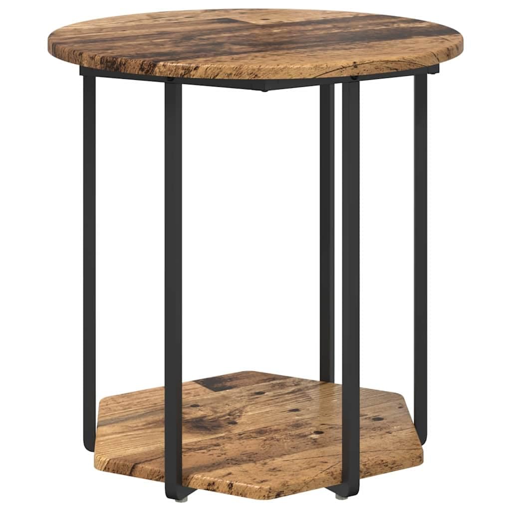 Juego de 2 mesas auxiliares, diseño industrial, mesa de centro con estructura de metal y estante, mesa de centro cuadrada para salón y dormitorio, 50 x 50 cm y 40 x 40 cm