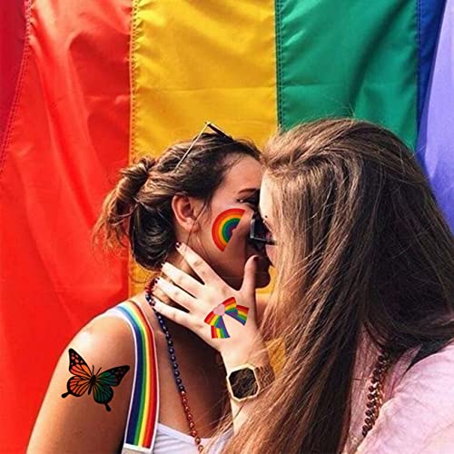 Charlent Glitter Rainbow Temporary Tattoos - 140 Pcs Glitter Pride Tattoos Butterfly Heart Rainbow Tattoos For Pride Party Favors #TOP4