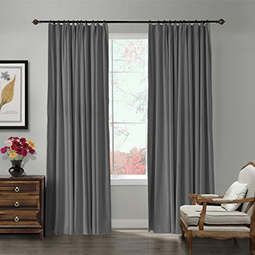 Chadmade Pinch Pleat 72W X 84L Room Darkening Lined Velvet Curtain Drapery Panel For Traverse Rod Or Track, Living Room Bedroom Club Theater Patio Door (1 Panel), Gray, Leon Collection #TOP1