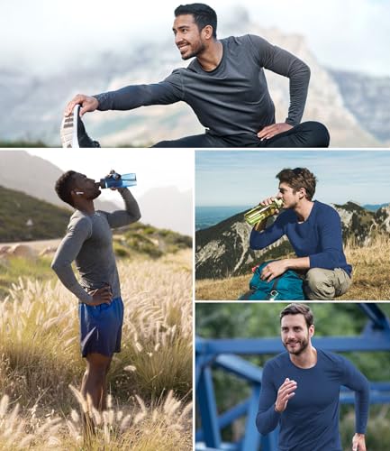 6 Pack Men Dry Fit Workout Long Sleeve Athletic Gym UPF 50+ SPF UV Sun Protection Quick Dry Lightweight Shirts 7