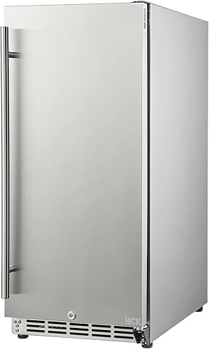 HCK Refrigerador para exteriores de 15 pulgadas, refrigerador de bebidas de grado comercial, enfriamiento rápido con puerta de acero inoxidable