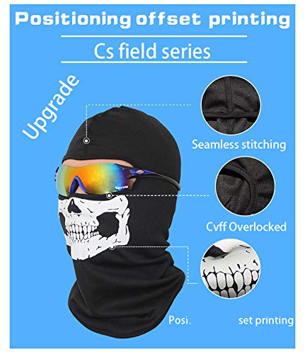 Dplus Balaclava-4Pcs Halloween Ghost Mask Balaclava Skull Hood-Outdoor Mask For Men Women Kids Youth Adult (Black) #TOP2