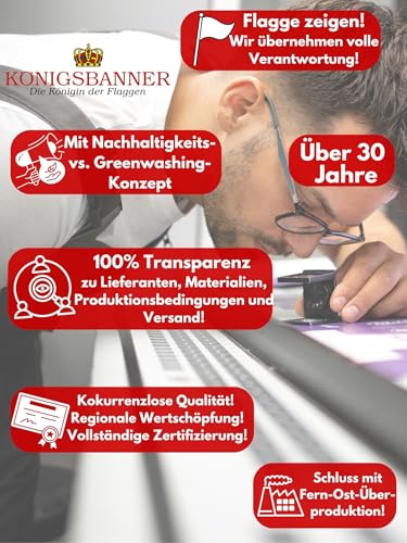 KÖNIGSBANNER Zertifizierte Flagge Fahne Glaisin - LWL 20 x 30cm - Kleinfahne mit zwei Befestigungsbändern aus deutscher Flaggen-Manufaktur