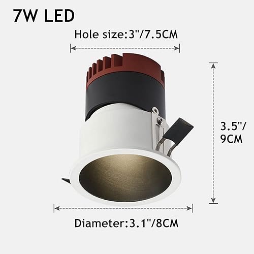 Miniatura 7 de Riankh Foco descendente de ángulo ajustable creativo de 2.2 pulgadas de profundidad, antideslumbrante, luz roja de panel redondo, luz ambiental para