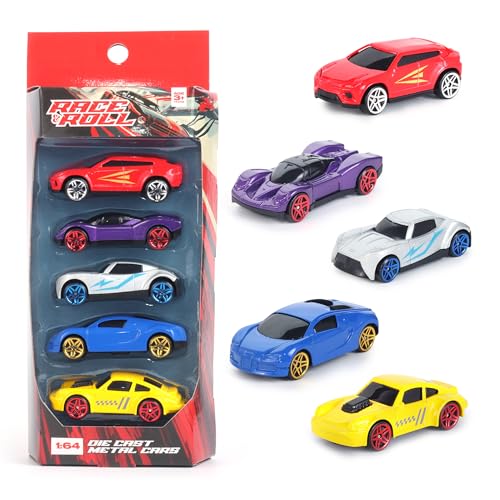 Image of Amazon Brand - Jam & Honey Premium Die-Cast Metal Car | Free Wheel Toy Vehicle for Kids | Realistic Design | Vibrant Paint | No Assembly | Collectible Mini Car Model | Pack of 5 | Multicolor