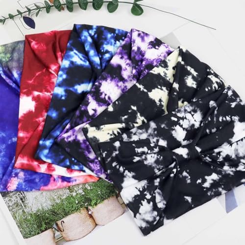 Image of Awumbuk Wide Headbands for Women Knotted No Slip Head Bands Soft Turban Headband Hair Accessories Boho African Solid Color Head Wraps for Women Yoga Workout (Purple)