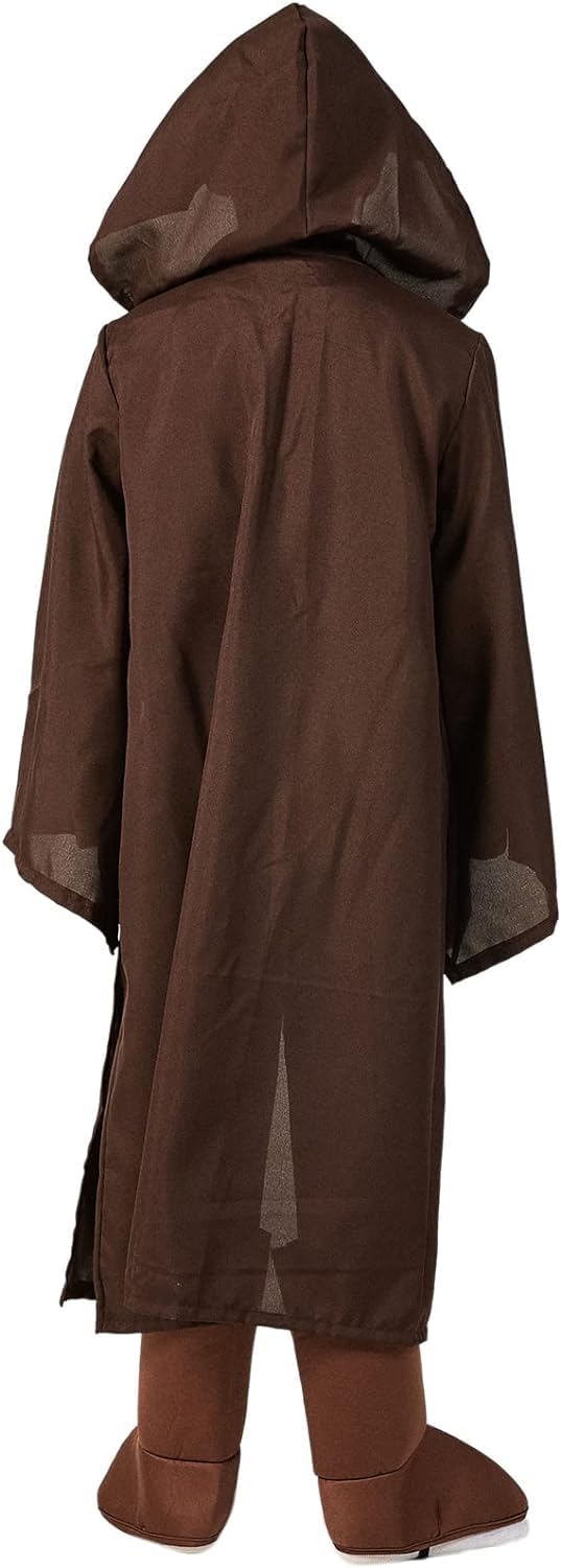 SINSEN Jedi Costume for Kids Jedi Tunic Hooded Robe Belt Lightsaber Top Pant Obi Wan Dress Up Outfit for Halloween Cosplay Party Costume for Boys Girls Ages 3-12 Years - Image 4