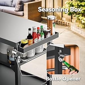 Skyflame Movable Outdoor Dining Cart Table, Three-Shelf Stainless Steel BBQ Grill Cart, Multifunctional Food Prep Flattop Worktable on Wheels for Kitchen, Pizza Oven, Patio Grilling Backyard Skyflame Movable Outdoor Dining Cart Table Three Shelf Stainless Steel BBQ Grill Cart Multifunctional Food Prep Flattop Worktable on Wheels for Kitchen Pizza Oven Patio Grilling Backyard