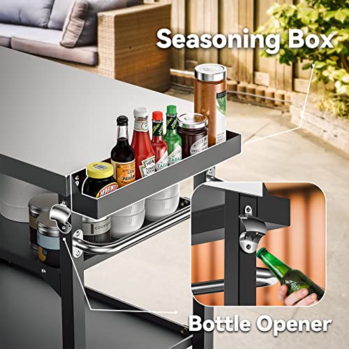 Skyflame-Movable-Outdoor-Dining-Cart-Table-Three-Shelf-Stainless-Steel-BBQ-Grill-Cart-Multifunctional-Food-Prep-Flattop-Worktable-on-Wheels-for-Kitchen-Pizza-Oven-Patio-Grilling-Backyard Skyflame Movable Outdoor Dining Cart Table Three Shelf Stainless Steel BBQ Grill Cart Multifunctional Food Prep Flattop Worktable on Wheels for Kitchen Pizza Oven Patio Grilling Backyard