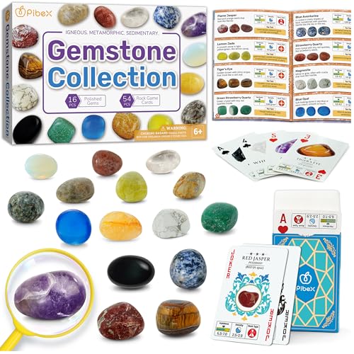 Image of PIBEX Gemstone Collection Kit, 16 Gems & Crystals, Approx. 1-Inch / 2-3 cm